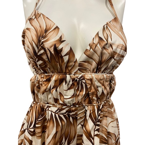 Autumn Adeigbo Karina Halter Short Romper V Neck Tropical Jumpsuit 4 - Picture 6 of 7